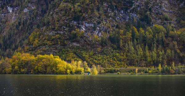 Piękne Jezioro Krajobraz Jesienny Dzień Hallstatt Austria — Zdjęcie stockowe