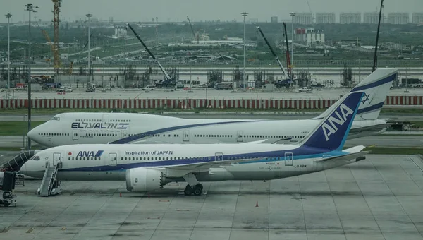 Bangkok Thaïlande Sept 2018 Boeing 747 787 Dreamliner Accostage Aéroport — Photo