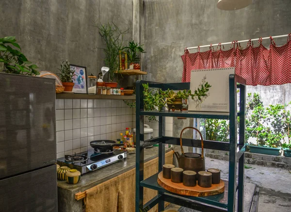 Dalat Wietnam Listopada 2018 Projektowanie Wnętrz Szafek Kuchennych Wiejskiej Rezydencji — Zdjęcie stockowe