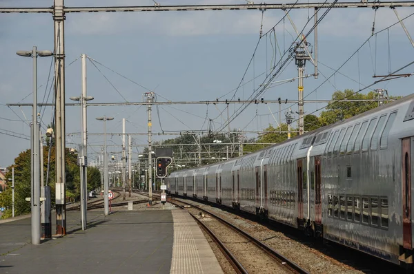 Brygge Belgien Okt 2018 Ett Tåg Kommer Till Brygges Järnvägsstation — Stockfoto