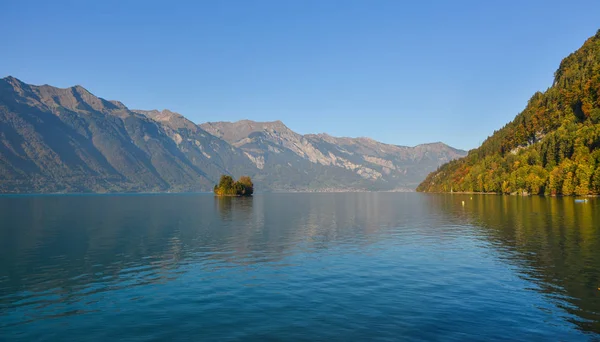 Szwajcarski Jezioro Zachodzie Słońca Brienz Szwajcaria Turkusowy Jeziora Brienz Jest — Zdjęcie stockowe