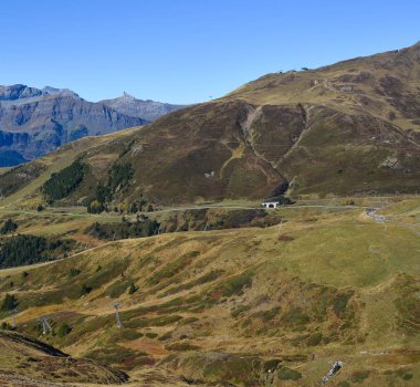 Dağ doruklarına Grindelwald ve Jungfrau (İsviçre). Landskape arka planı, Bernese Highland.