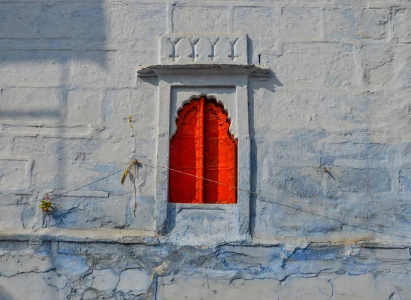 Ventana Roja Del Antiguo Edificio Jodhpur India —  Fotos de Stock