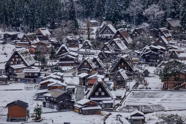 Veduta Aerea Del Villaggio Storico Shirakawago Inverno Gifu Giappone Shirakawago — Foto Stock