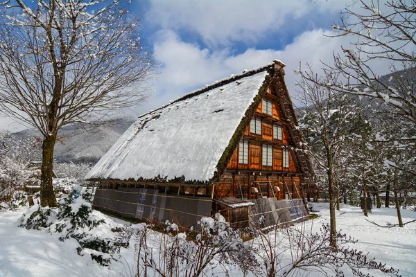 Aldeia Histórica Shirakawago Inverno Gifu Japão Shirakawago Dos Patrimônios Mundiais — Fotografia de Stock