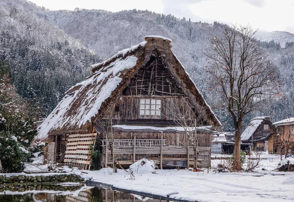 Historyczne Wsi Shirakawago Zimowych Gifu Japonia Shirakawago Jest Jednym Japonii — Zdjęcie stockowe