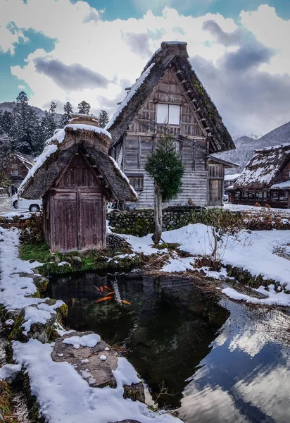 Historyczne Wsi Shirakawago Zimowych Gifu Japonia Shirakawago Jest Jednym Japonii — Zdjęcie stockowe