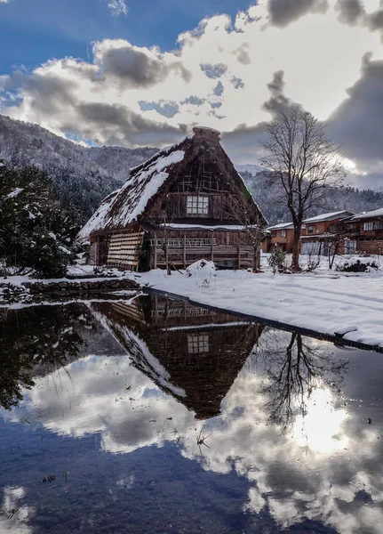 Historyczne Wsi Shirakawago Zimowych Gifu Japonia Shirakawago Jest Jednym Japonii — Zdjęcie stockowe