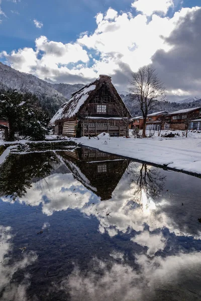 Historyczne Wsi Shirakawago Zimowych Gifu Japonia Shirakawago Jest Jednym Japonii — Zdjęcie stockowe