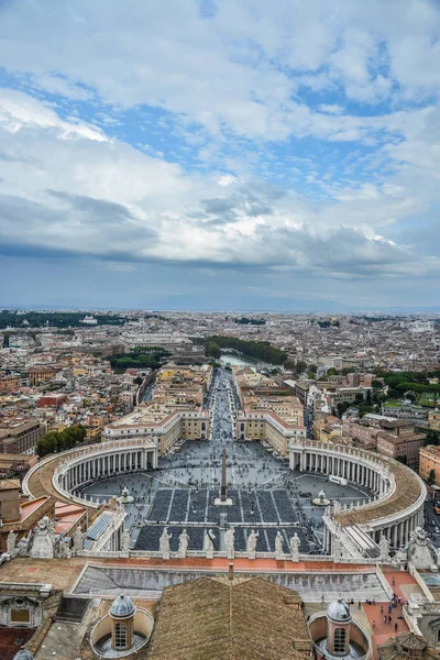 Patrząc Dół Panoramiczny Widok Plac Świętego Piotra Piazza San Pietro — Zdjęcie stockowe