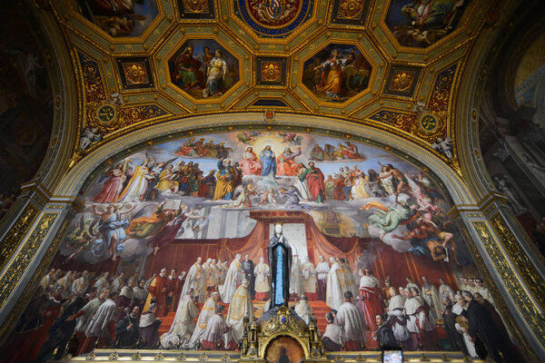 Vatican - Oct 16, 2018. Inside the Vatican Museums. In the museum, showcasing the most important masterpieces of Renaissance art in the world.