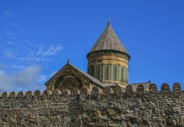 Mtsheta, Gürcistan Svetitskhoveli Katedrali. Gürcistan'da ikinci büyük kilise bina bir Ortodoks Katedrali olduğunu.