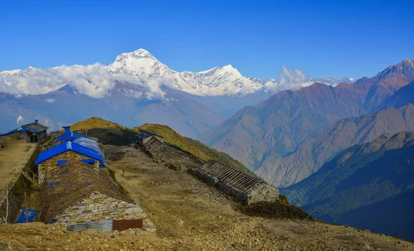 Krásný Sníh Vrcholy Annapurny Rozsah Nepálu Annapurna Obsahuje Jeden Vrchol — Stock fotografie