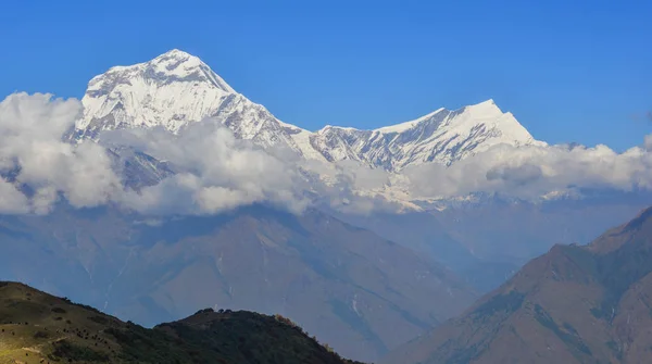アンナプルナの範囲 ネパールの美しい雪峰 アンナプルナは つのピーク以上 000 メートル 000 メートル以上のピーク — ストック写真