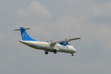 Saigon, Vietnam - 24 Haziran 2018. Vietjet Tan oğlu Nhat Havalimanı (Sgn) Saigon (Ho Chi Minh City), Vietnam'nda açılış hava bir Atr 72 uçak.