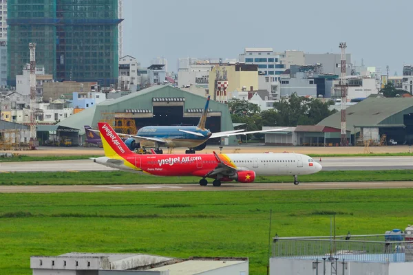 Saigon Vietnam Giugno 2018 Airbus A321 Aereo Vietjet Air Taxi — Foto Stock
