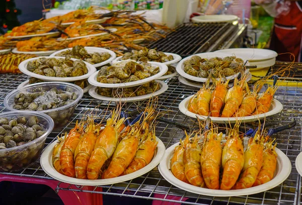 Camarones Venta Mercado Callejero Bangkok Tailandia —  Fotos de Stock
