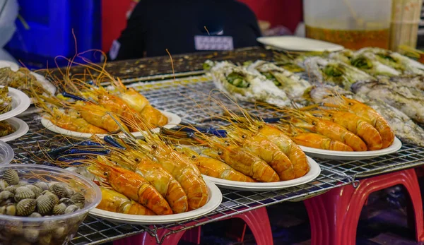 Crevettes Vendre Marché Rue Bangkok Thaïlande — Photo