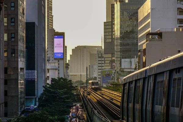 Bangkok Thaïlande Déc 2018 Bts Skytrain Sur Voie Ferrée Bangkok — Photo