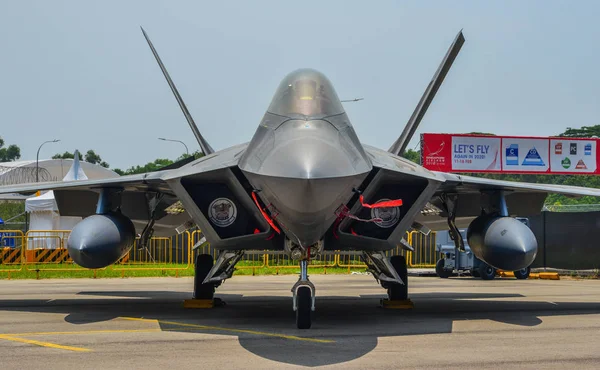 新加坡 2018年2月10日 洛克希德 猛禽飞机属于美国空军 在新加坡樟宜展出 — 图库照片
