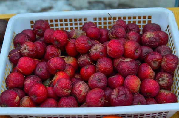 Frutti Mela Congelati Mercato Locale Nella Contea Mohe Cina — Foto Stock