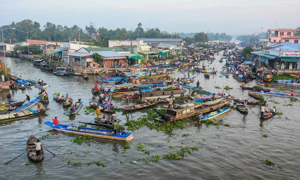 Mekong Delta Vietnam Únor 2016 Nga Nam Plovoucí Trh Mekong — Stock fotografie