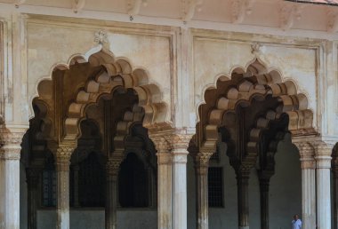 Agra, Hindistan - 13 Temmuz 2015. Diwan, iç (kamu Hall izleyici) Agra Fort Agra, Hindistan'dayım.