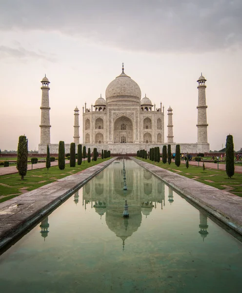 Vue Face Taj Mahal Coucher Soleil Agra Inde Taj Mahal — Photo