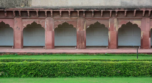 Lobby Salón Arenisca Roja Con Jardín Fuerte Agra Agra India — Foto de Stock
