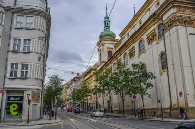Prague, Çek Cumhuriyeti - 26 Ekim 2018. Cityscape Prag, Çek Cumhuriyeti. Prag 14 büyük Avrupa ve Bohemya tarihsel sermaye kentidir.
