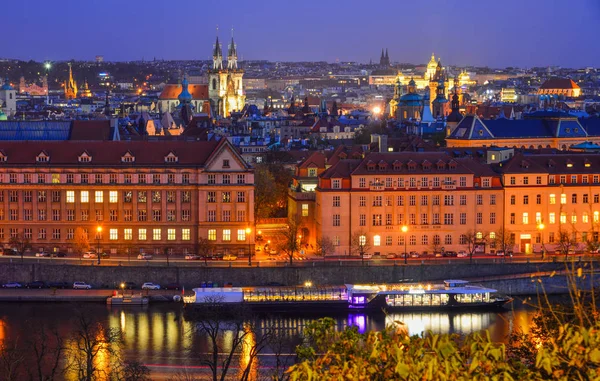 Noční Scenérie Prahy Praha Česko Praha Krásné Město Barevnými Barokních — Stock fotografie