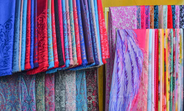 Colorful Textile Sale Street Market Hoi Old Town Vietnam — Stock Photo, Image