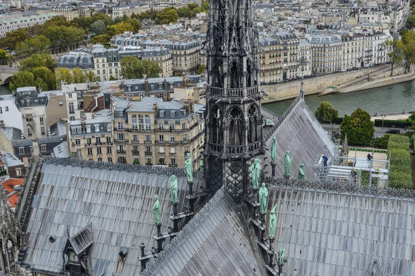 Detalles Azotea Notre Dame Paris Catedral Inició 1160 Completó Gran —  Fotos de Stock