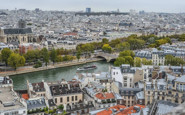 Paris Franciaország Október 2018 Légi Felvétel Szajna Hidak Turisztikai Hajókat — Stock Fotó