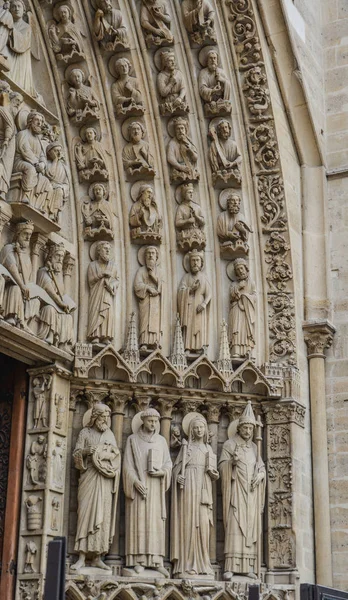 Detalhes Notre Dame Paris Catedral Foi Iniciada 1160 Grande Parte — Fotografia de Stock