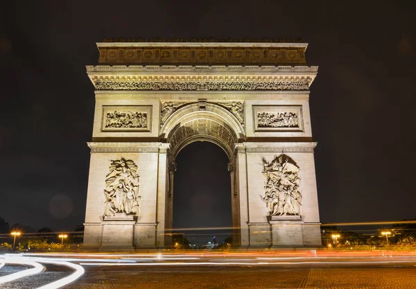 Arco Triunfo Noite Paris França Arco Triunfo Foi Inaugurado 1836 — Fotografia de Stock