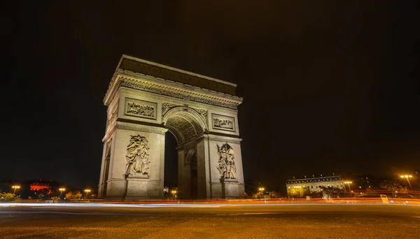 Arco Triunfo Noite Paris França Arco Triunfo Foi Inaugurado 1836 — Fotografia de Stock