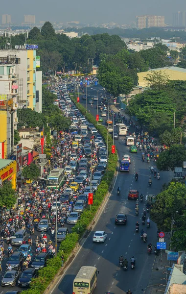 Сайгон Вьетнам Февраля 2019 Года Часы Пик Главной Улице Городе — стоковое фото