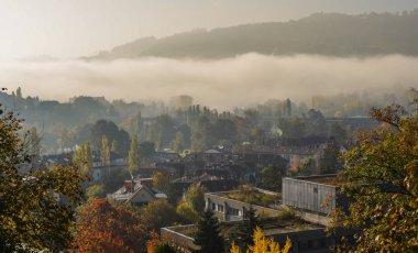 Bern, İsviçre Ortaçağ şehrin havadan görünümü. Bern tarihi eski şehir UNESCO Dünya Miras Listesi 1983 yılında oldu..