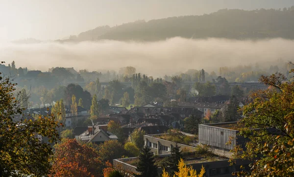 Luftaufnahme Der Mittelalterlichen Stadt Bern Schweiz Die Historische Altstadt Von — Stockfoto
