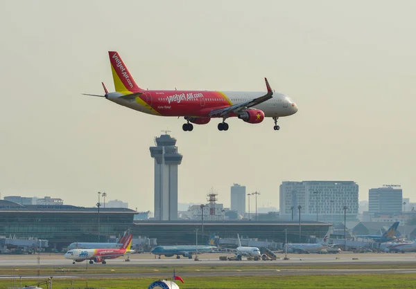 Saigon Vietnam Şubat 2019 Vietjet Tan Oğlu Nhat Havalimanı Sgn — Stok fotoğraf