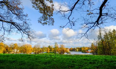 Sonbahar Catherine park sarayda Saint Petersburg, Rusya Federasyonu.