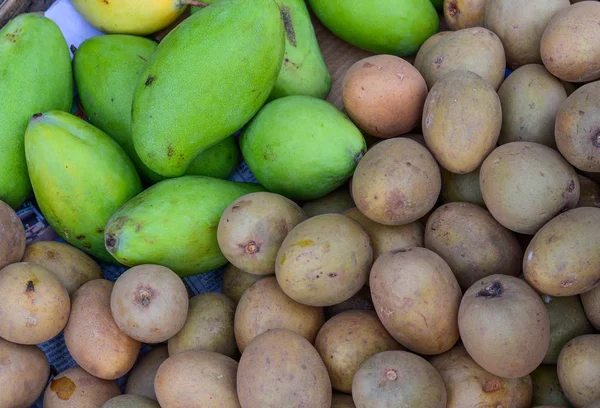 Sapodilla Фруктів Продажу Сільській Ринку Меконг Дельта Єтнам — стокове фото