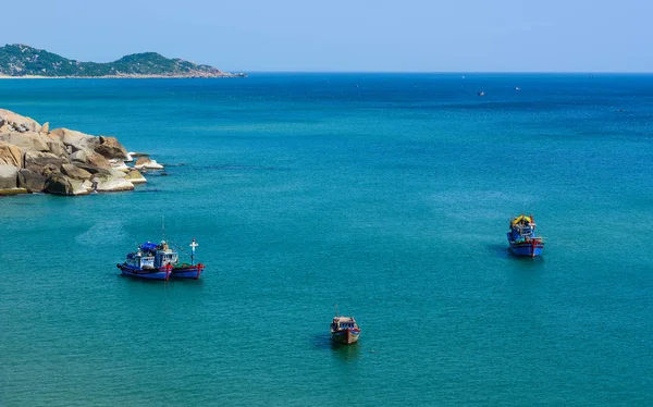 Nha Trang Vietnam Marzo 2016 Barche Pesca Sul Mare Durante — Foto Stock
