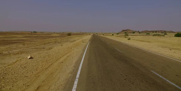 Lange Weg Thar Woestijn Jaisalmer India — Stockfoto