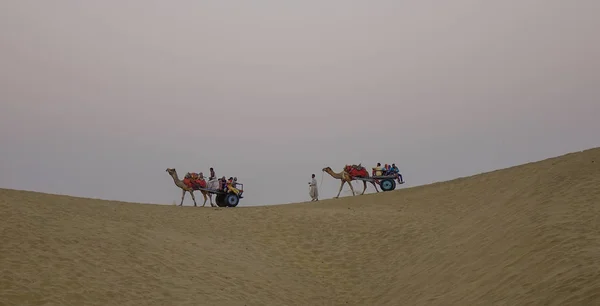 Jaisalmer Índia Novembro 2017 Cavalgando Camelo Deserto Thar Jaisalmer Índia — Fotografia de Stock