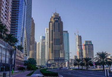 Dubai, Birleşik Arap Emirlikleri - 6 Aralık 2018. Cityscape Dubai, Birleşik Arap Emirlikleri. Dubai küresel iş hub Ortadoğu'nun biridir.