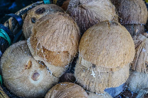 Vender Frutas Coco Mercado Rural Yangon Myanmar —  Fotos de Stock