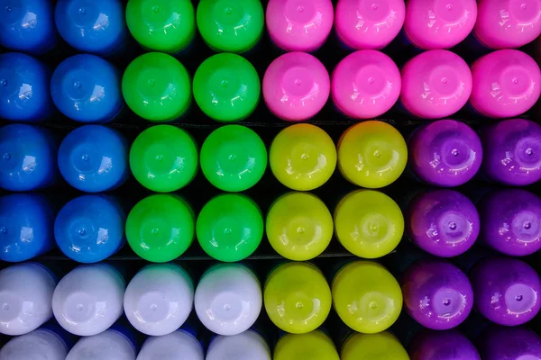 Coloridas Botellas Plástico Para Venta Mercado Patrón Colorido — Foto de Stock