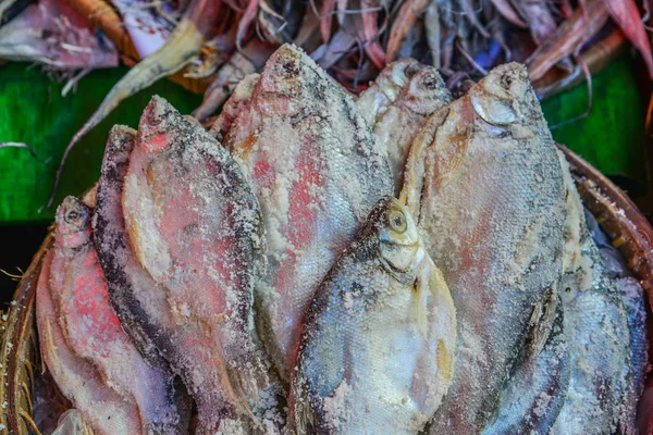 Traditional Asian fish market, stall full of dried seafood in Taunggyi, Shan state, Myanmar (Burma).